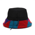 Trendy Fishermen Bucket Hat Men Women unisex Geometric Color Lamb Wool Warm Winter Basin Hat